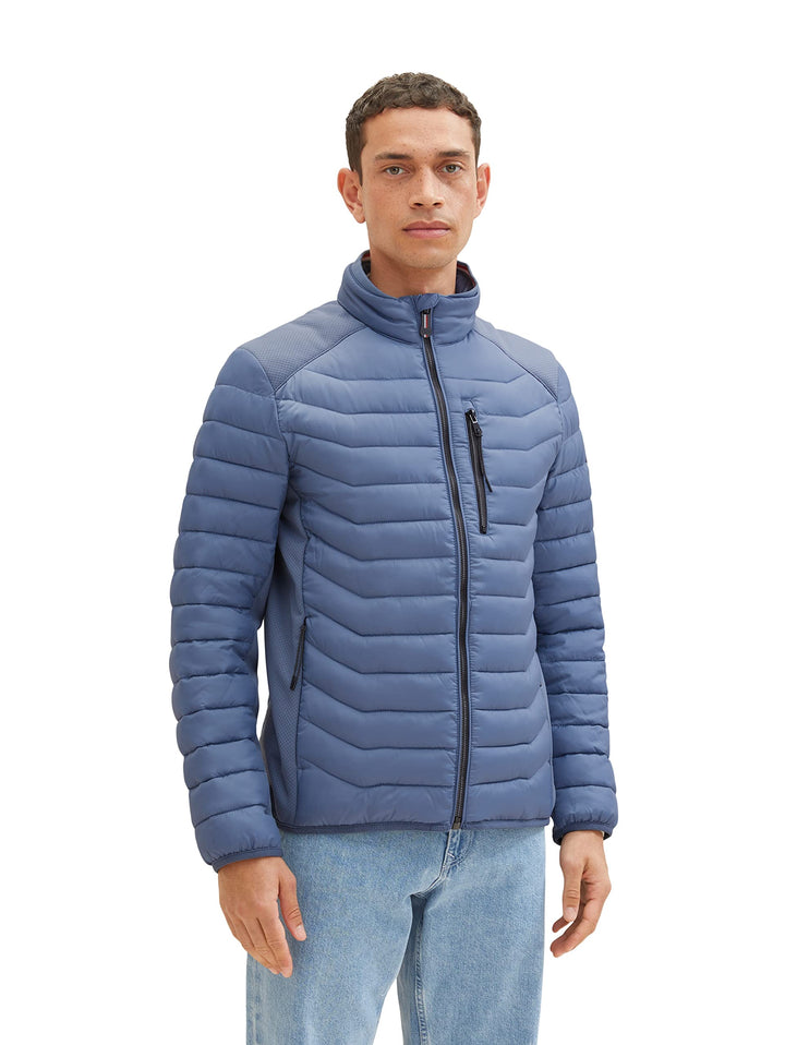 TOM TAILOR Herren 1036075 Hybrid Steppjacke mit Stehkragen (1er Pack) S 10877 - China Blue, S 10877