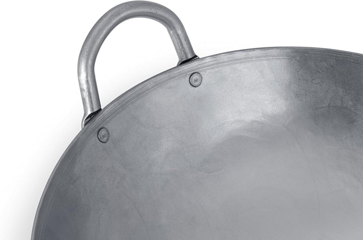 Craft Wok Traditioneller handgehämmerter Karbonstahl Pow Wok mit Holz- und Stahl-Helfergriff (30,5 c