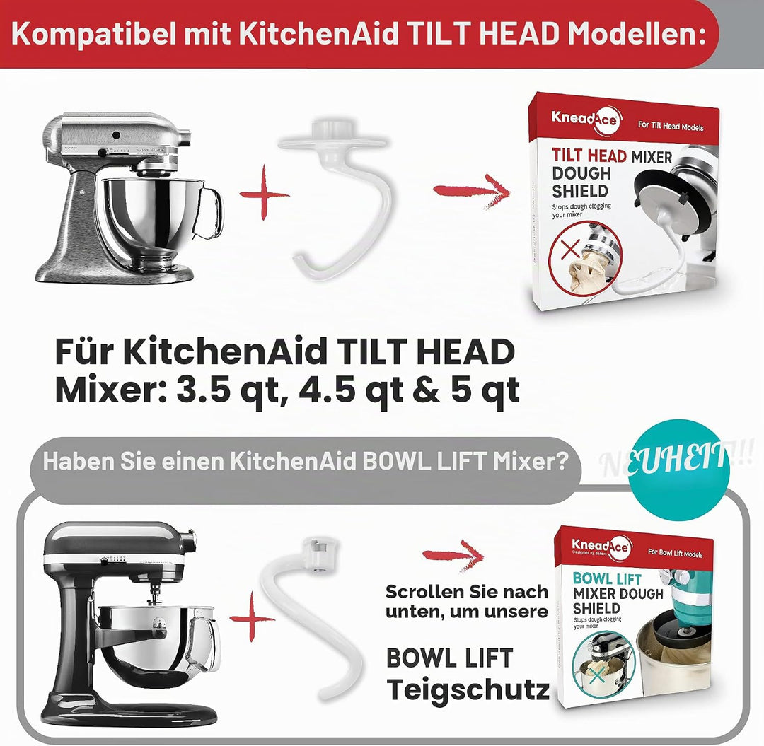 KneadAce Knethaken-Schutz für Küchenhelfer – verhindert, dass Ihr Teig hochklettert und Ihren Mixer