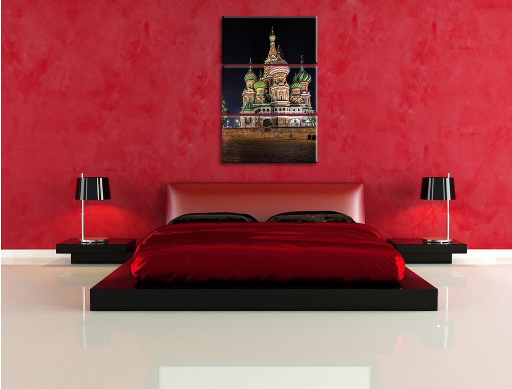 Pixxprint Basilius Kathedrale in Moskau 3-Teiler Leinwandbild 120x80 Bild auf Leinwand
