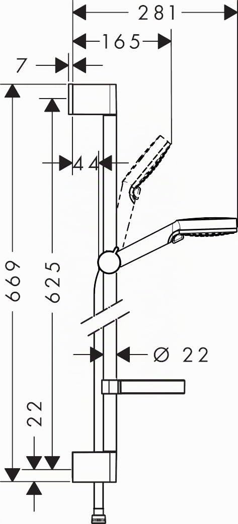 hansgrohe Crometta Duschset, 0,65 m, mit Seifenschale, 2 Strahlarten, Weiss/Chrom Weiss/Chrom 0,65m