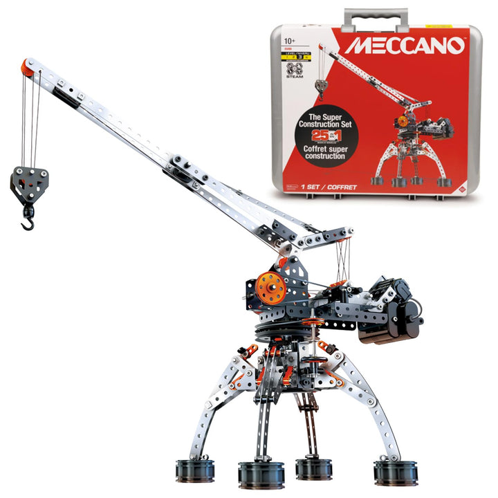 BANDAI Meccano Super Construction 11-in-1 – Baukoffer | Bausatz mit 638 Teilen, Motor, Werkzeug und