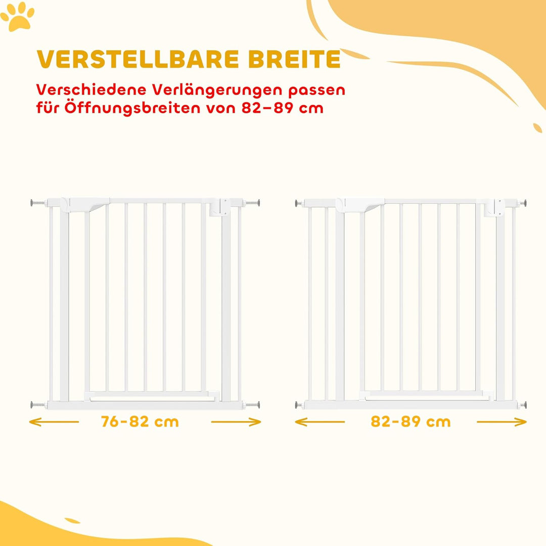 PawHut Treppenschutzgitter Absperrgitter Hund Schutzgitter ohne Bohren 76-89 x 76 cm Türschutzgitter