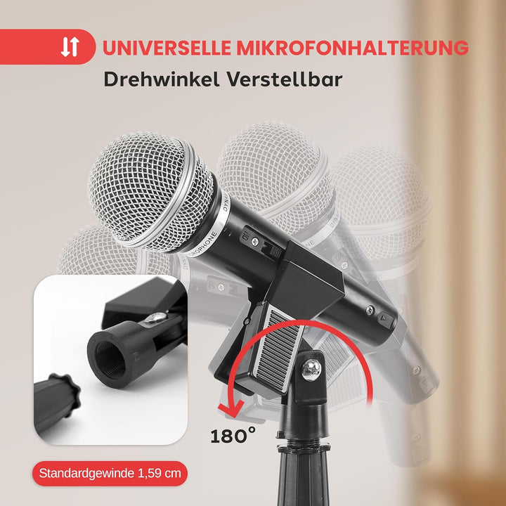 Pyle Mikrofonständer – Höhenverstellbares Mikrofonstativ 85–152 cm mit runder Metallbasis – Stabil &