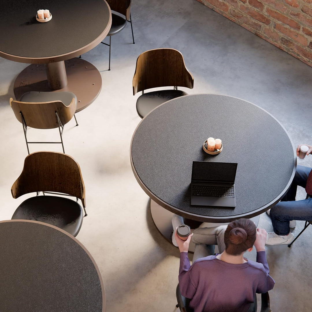 MAIDERN 106cm Runde Leder-Tischdecke mit integrierter Schnittlinie – Perfekt anpassbar für runde Tis
