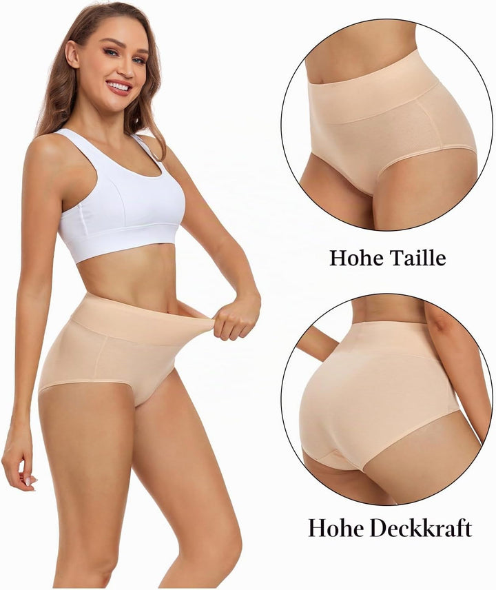 wirarpa Damen Unterhosen Baumwolle Unterwäsche Hohe Taille Slips Hoher Taillenslip für Frauen 5er Pa