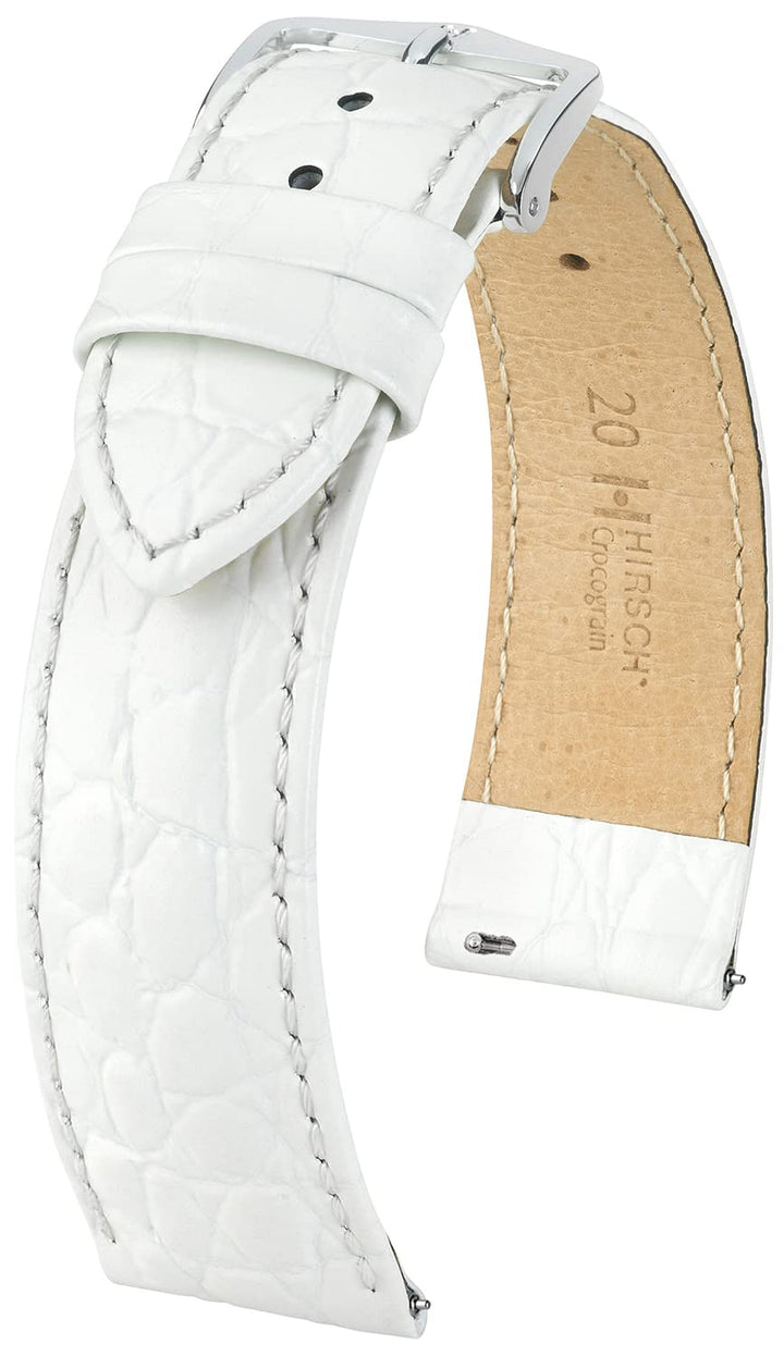 HIRSCH Uhren-Armband Crocograin - Uhr-Band aus glänzendem Kalbs-Leder mit Krokodil-Prägung - 12 bis