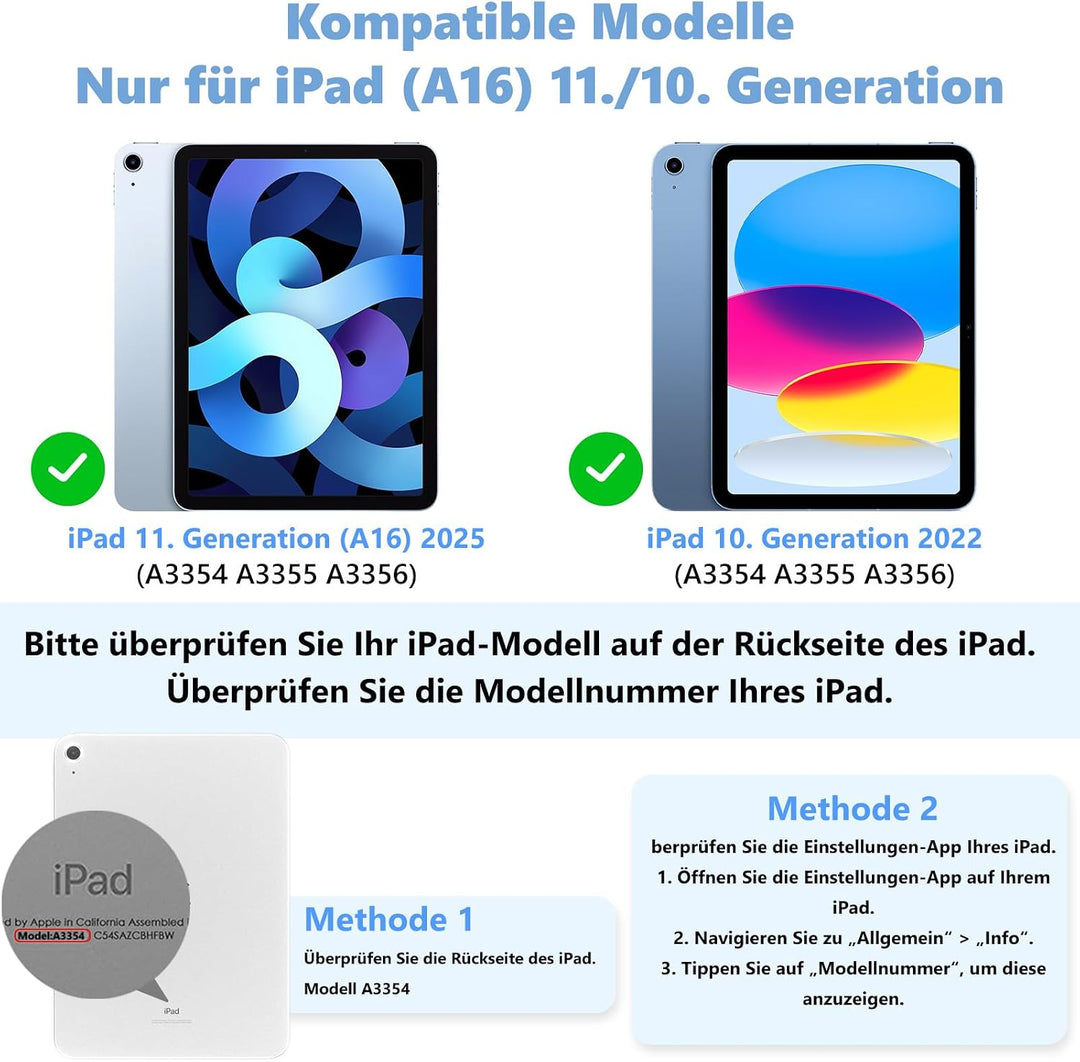 FUWANG Tastatur Hülle für iPad A16 Hülle mit Tastatur iPad Hülle mit Tastatur 11 Hülle mit Tastatur