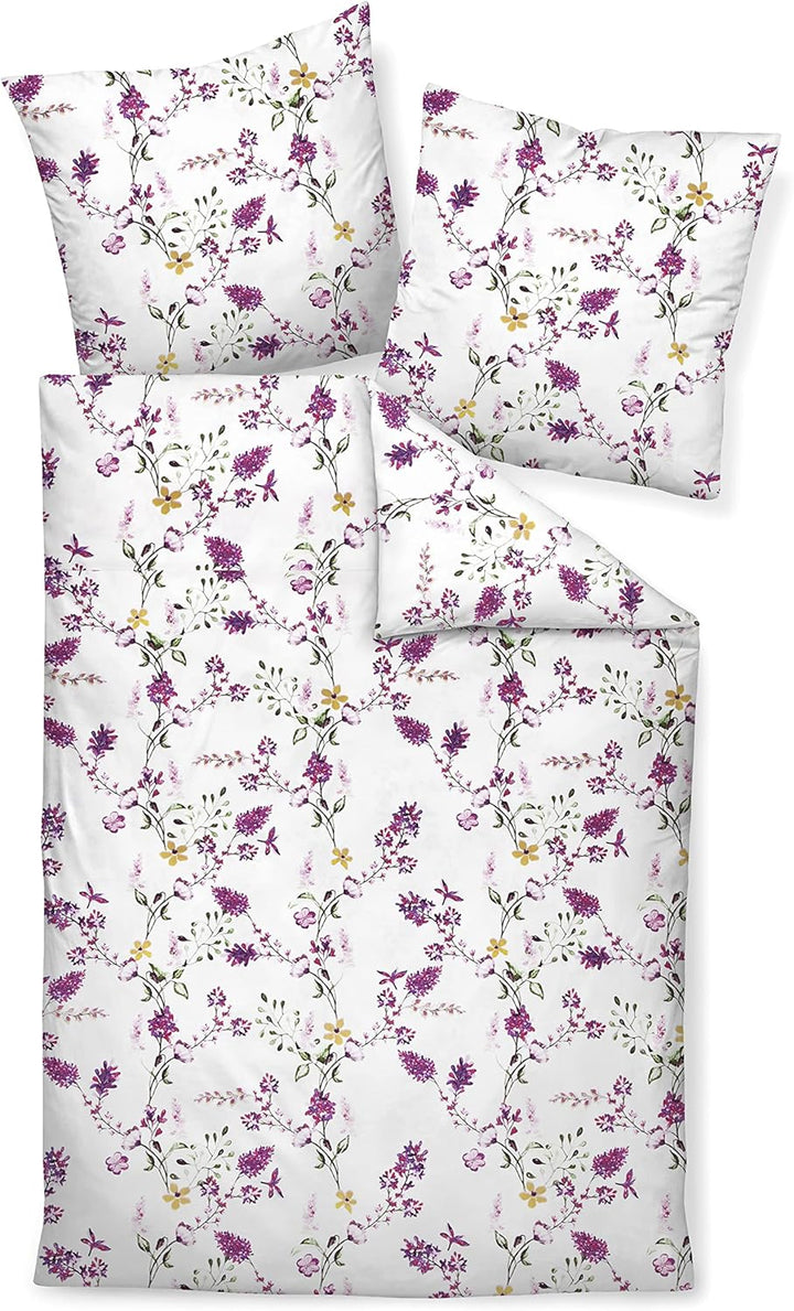 Janine Bettwäsche Mako-Satin Moments 155x220 + 80x80 cm Flieder, 155x220 + 80x80 cm