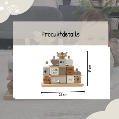 Steckspiel Haus Nougat I Personalisierbares Geschenk zur Geburt Mädchen I Handmade Holzspielzeug I P