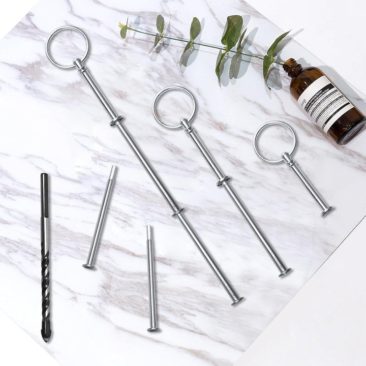 3 stufige Etageren Stangen Set, 6 Stück Metallstangen Etagere silber mit Bohrer, Etagere Stäbe für T
