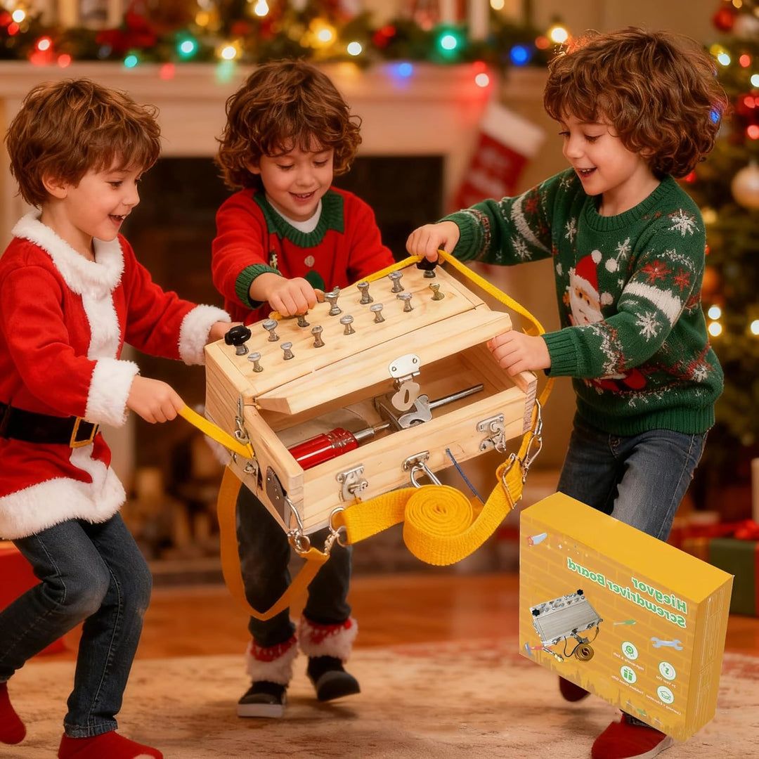 Montessori Spielzeug ab 3 4 Jahre, Motorikspielzeug Holzspielzeug Schraubendreher Busy Board mit Sch