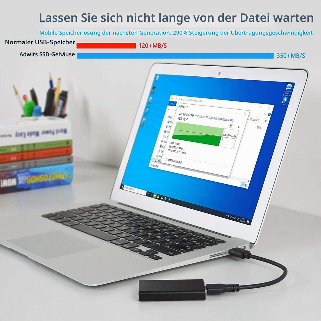 USB 3.0 UASP zu mSATA 3030/3050 SSD SuperSpeed Adapter, Aluminium Externe Festplatte Gehäuse für Sam