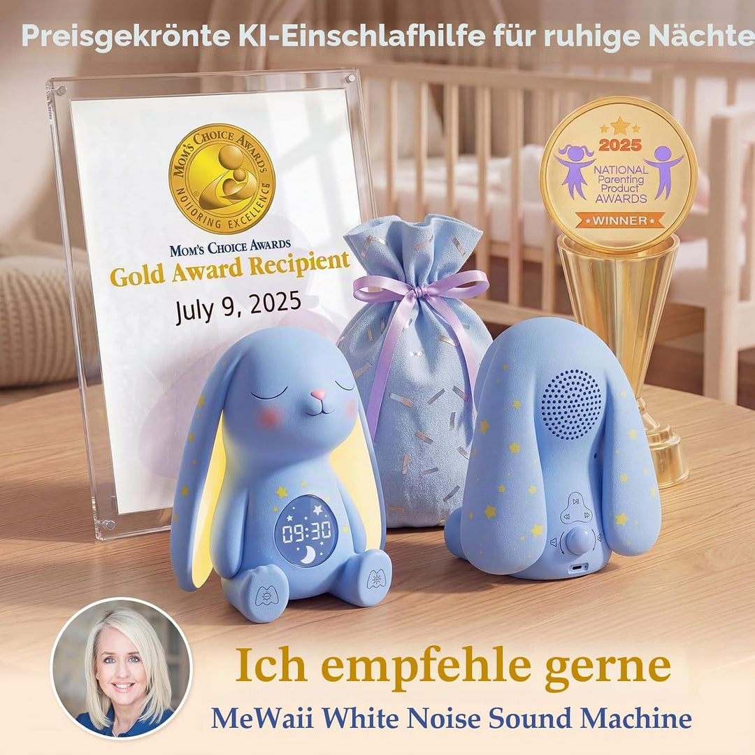 MeWaii White Noise Machine Baby mit Weinen-Erkennung &amp; Wecker, 100 Weisses Rauschen, 22 Stunden Akku