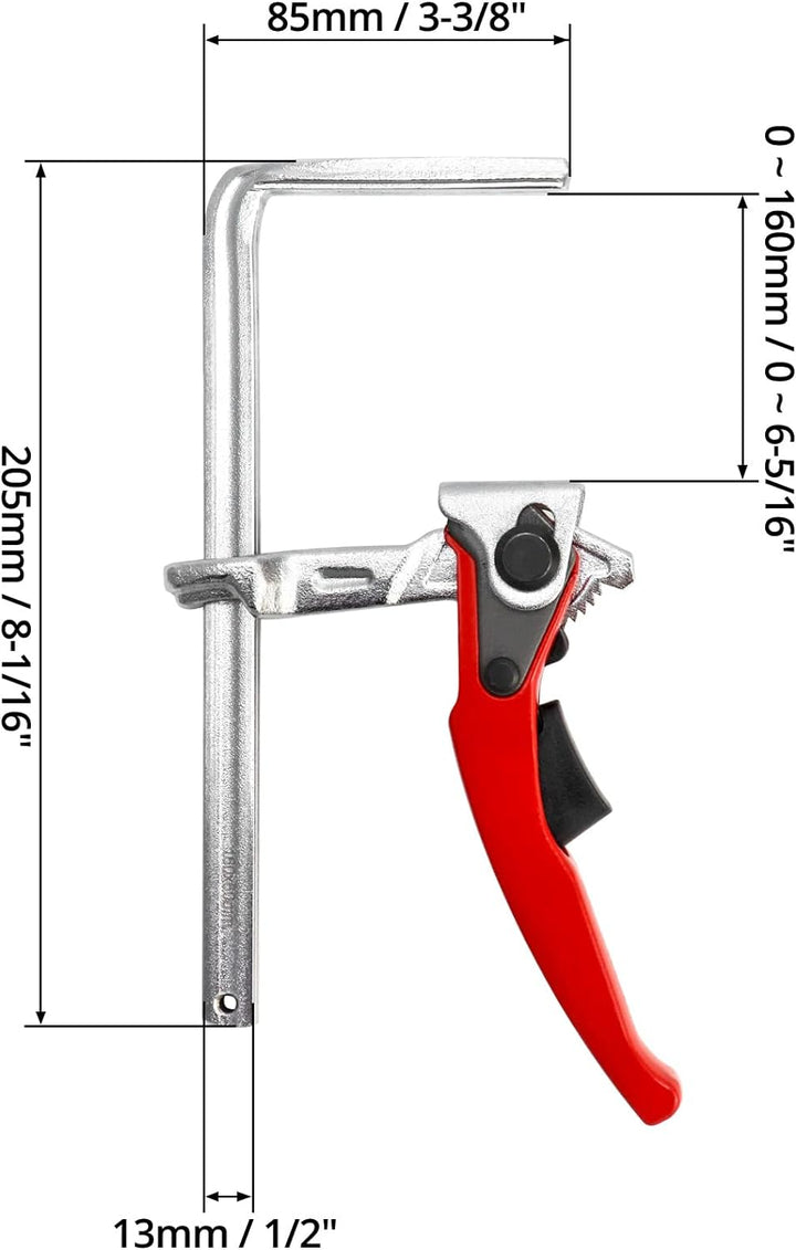 QWORK® Zwinge, Tischzwinge, Hebelzwinge, Schnellspanner mit 160mm Kapazität und 60mm Kehlentiefe zum
