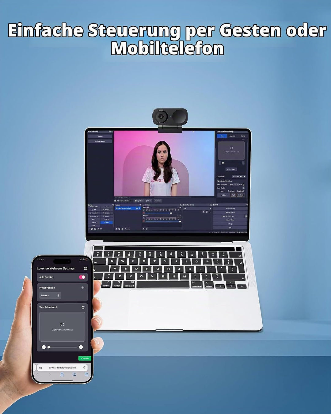 LOVENSE Webcam 2 4K – 1/2"-Sensor, AI-Rauschunterdrückung, True-Focus-Autofokus, automatische Bildau