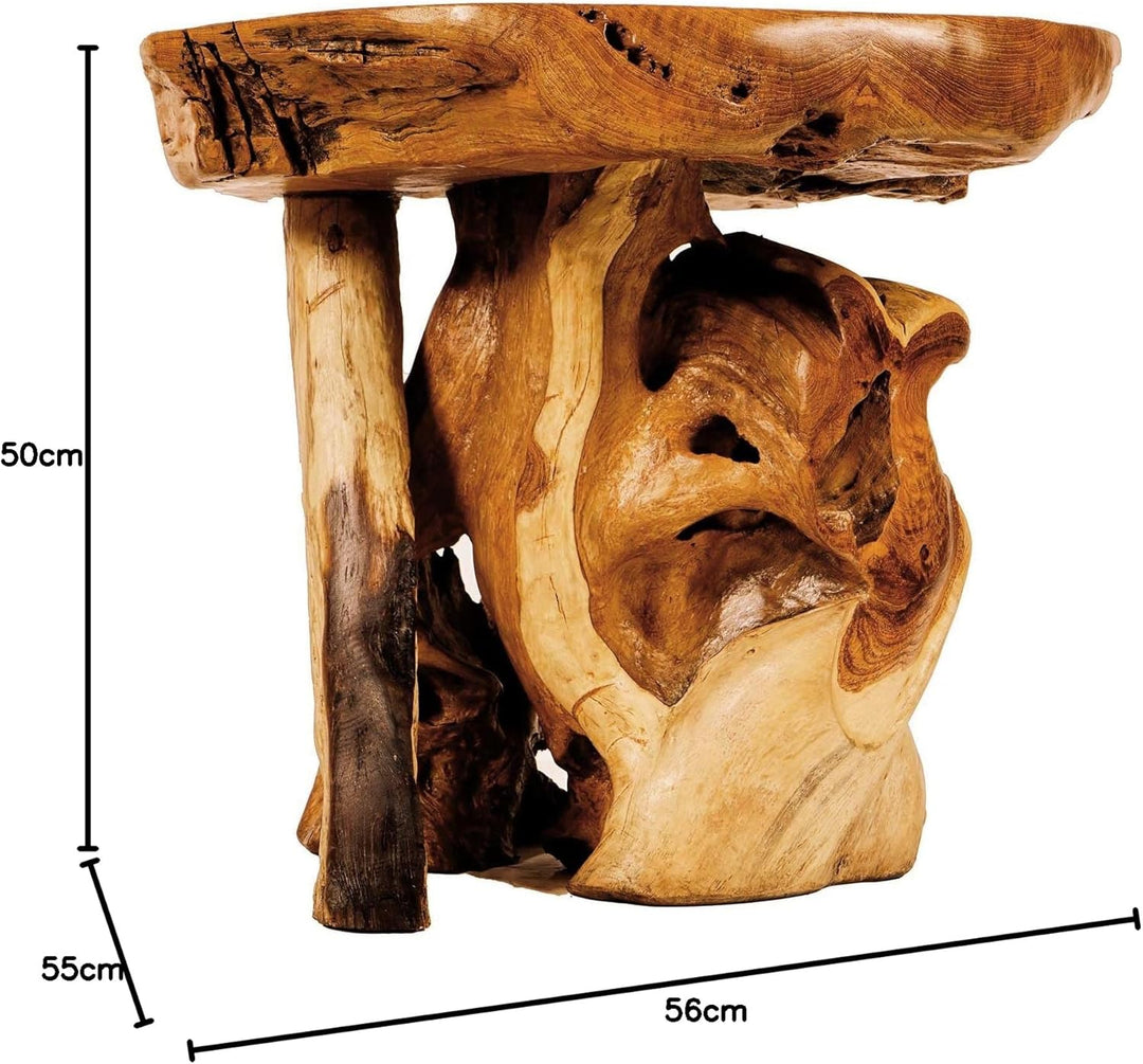 Windalf Rustikaler Beistelltisch Karima Winwood 56 cm Kleiner Wohnzimmertisch UNIKAT Handarbeit aus