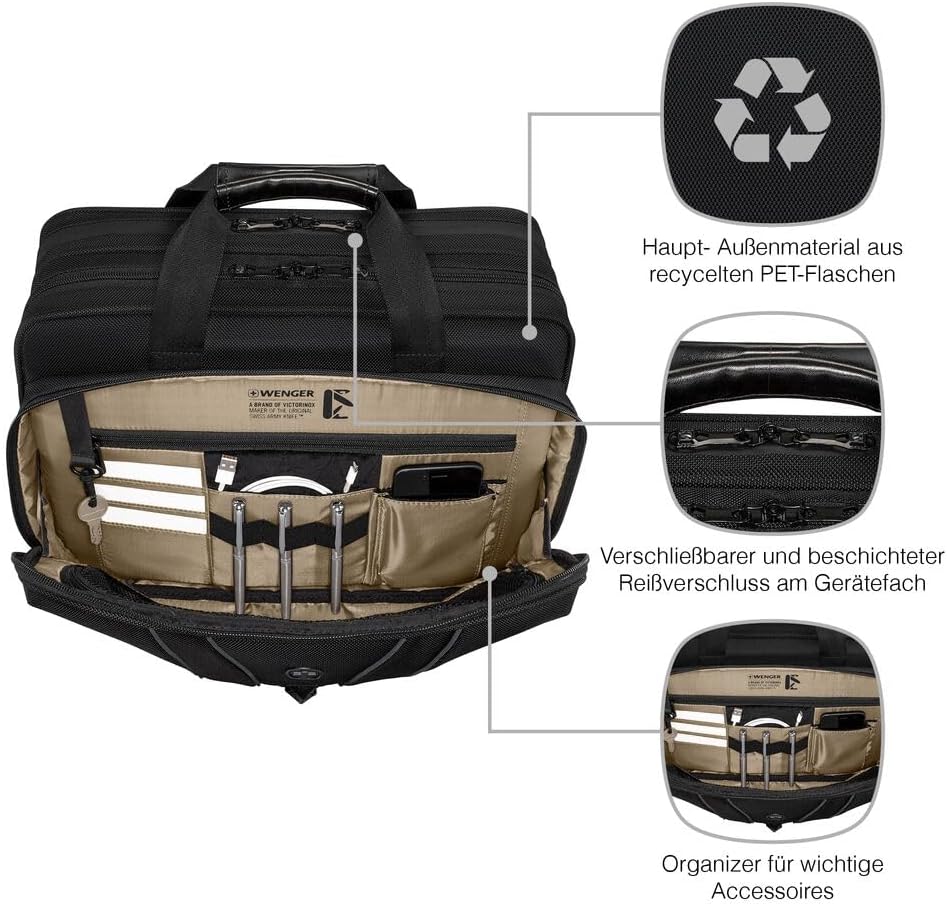 WENGER Legacy Laptop-Tasche, Notebook, Aktentasche, Organizer, Damen Herren, Büro Business-Reisen Un