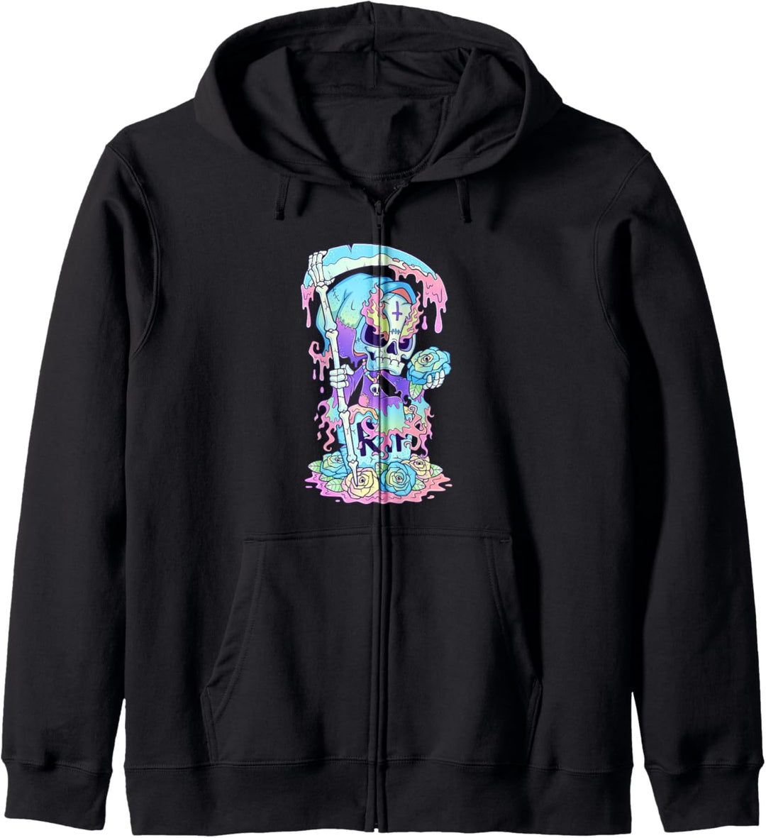 Kawaii Pastell Goth Niedlich und unheimlich Tod Sensenmann Kapuzenjacke