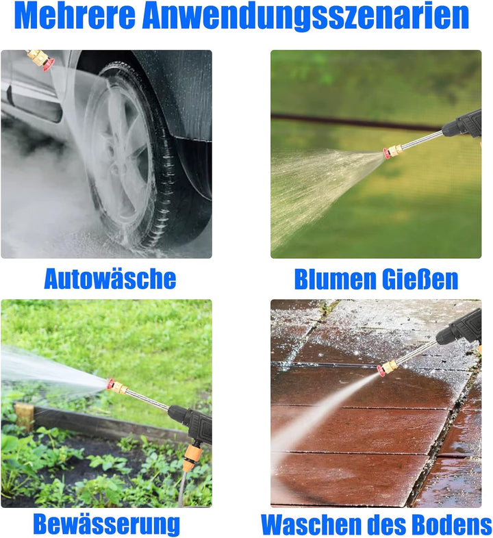 Akku Hochdruckreiniger, 24V Max 50Bar Mobile Akku-Hochdruckreiniger mit Eimer &amp; 2 Akku 1500mAh Tragb