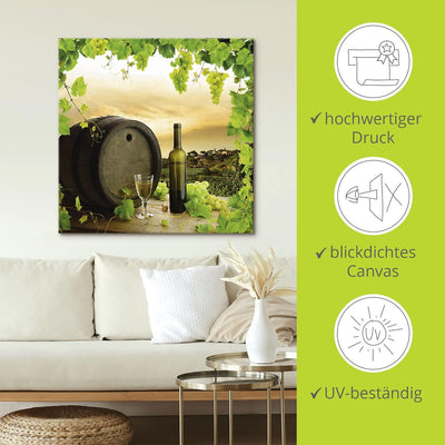 ARTland Leinwandbilder Wandbild Bild auf Leinwand 40x40 cm Quadratisch Landschaft Natur Wein Obst Tr