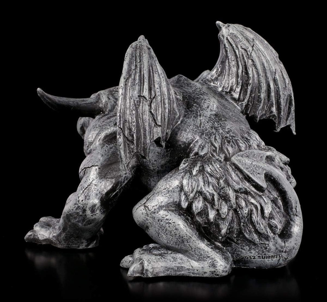 Figuren Shop GmbH Schwarze Gargoyle Gothic-Figur - Teufelskerl | Fantasy Garten-Figur, handbemalt, B