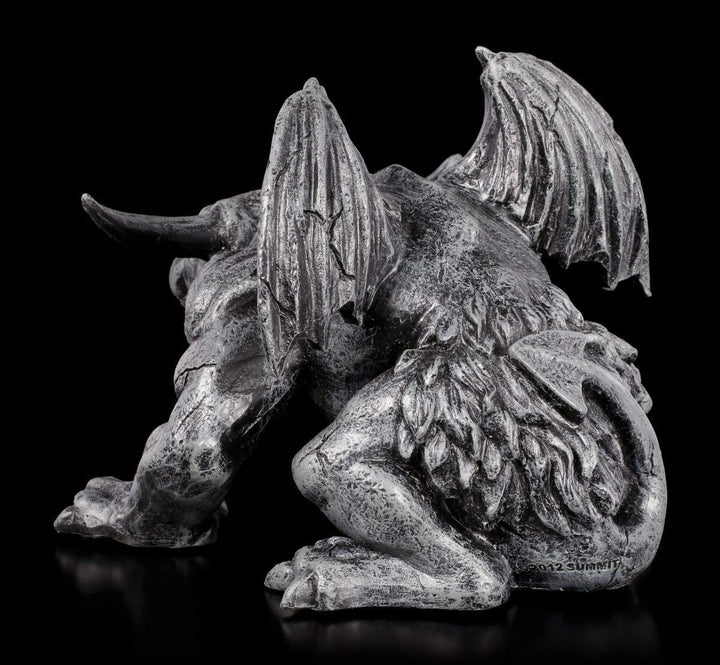 Figuren Shop GmbH Schwarze Gargoyle Gothic-Figur - Teufelskerl | Fantasy Garten-Figur, handbemalt, B