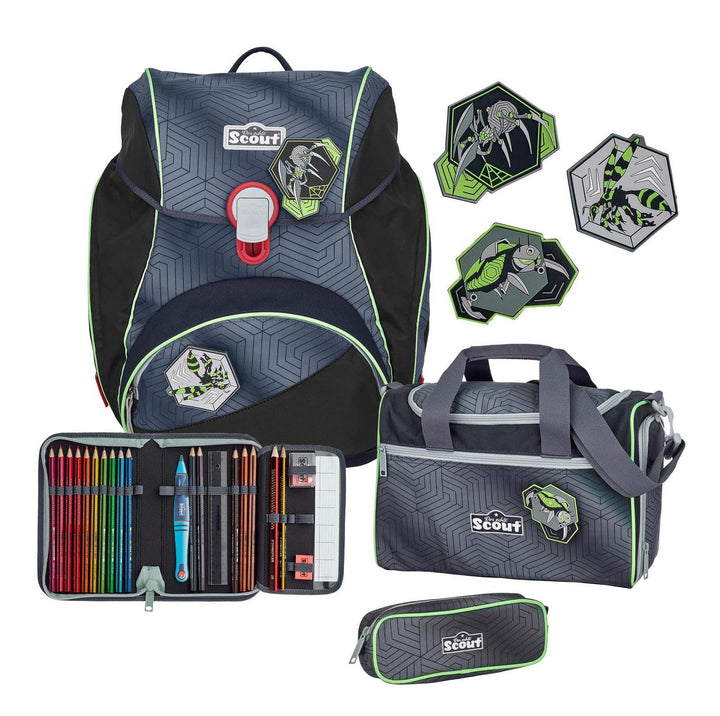 Scout Alpha Schulranzen Set 4-TLG. Superflash Black Spider