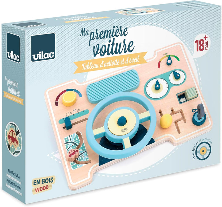 VILAC - Mein erstes Auto Aktivitäts- und Erlebnistafel – Spielzeug für Kleinkinder – 1 Armaturenbret