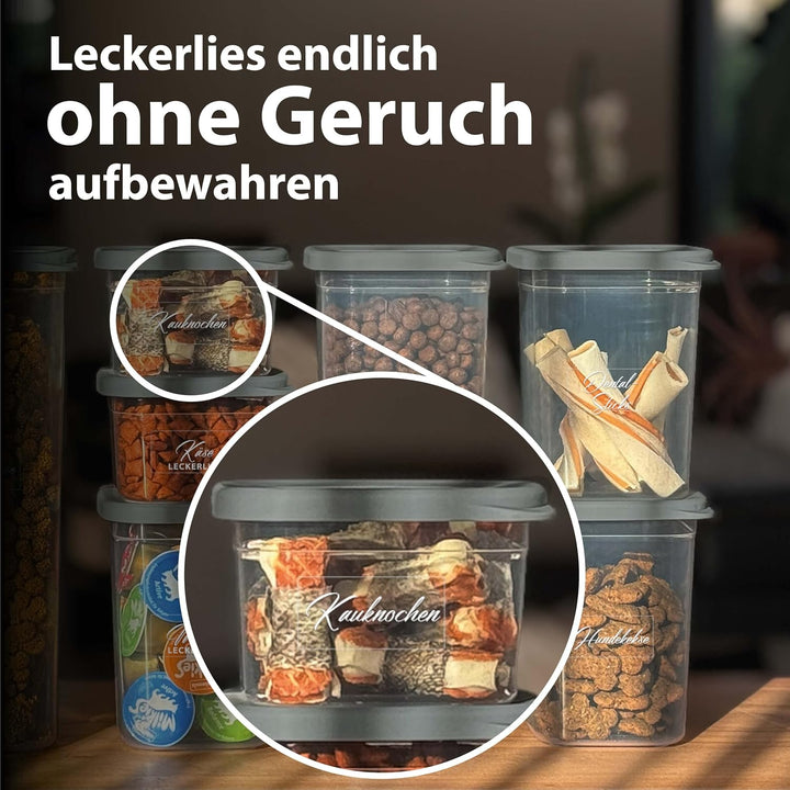 QOONA Luftdichte Vorratsdosen mit Deckel [1500ml - 6er-Set] Anthrazit - Stapelbar &amp; platzsparend für