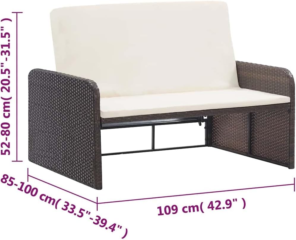 vidaXL Gartenmöbel 2-TLG. mit Auflagen Lounge Garten Sofa Fusshocker Hocker Sitzgruppe Gartenset Gar