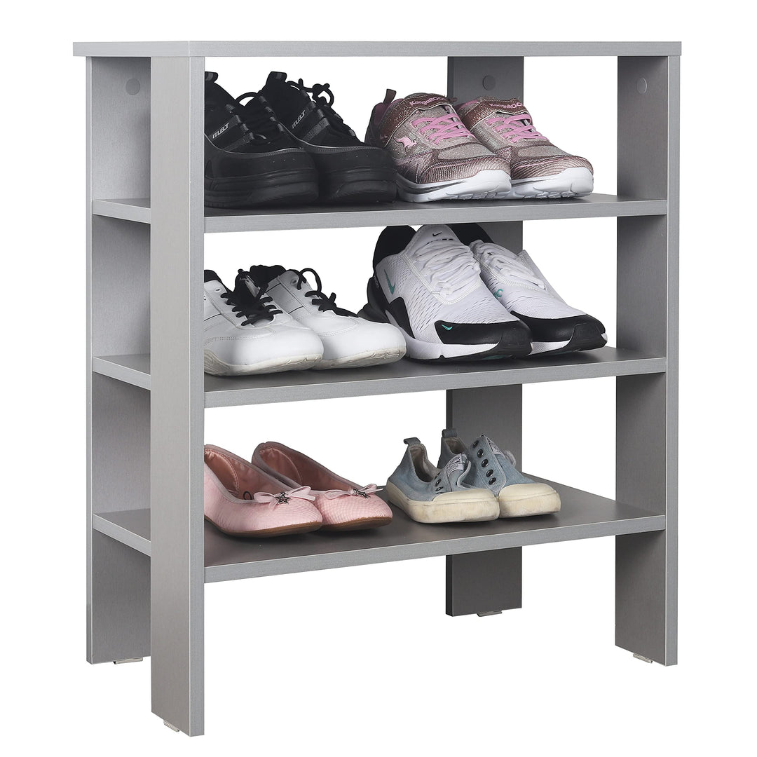 RICOO Schuhregal schmal und hoch 70x60x32cm Standregal Pressholz Grau WM039-PL, Schuhständer mit 3 E