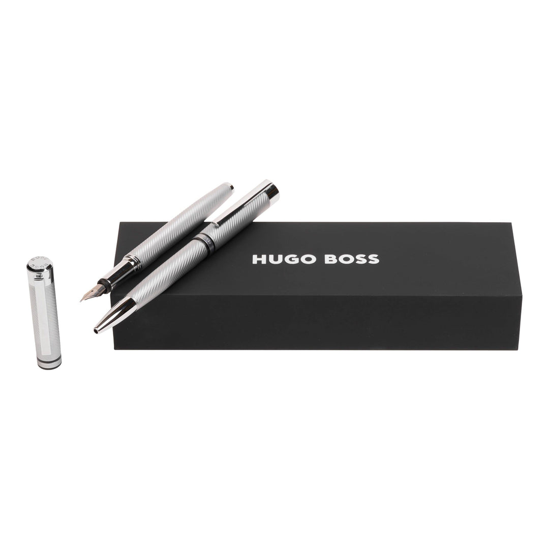Hugo Boss Stifte-Set Filament Chrome HPBP265B (Kugelschreiber & Füllfederhalter) | Geschenkbox