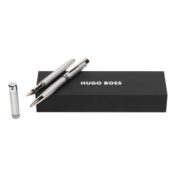 Hugo Boss Stifte-Set Filament Chrome HPBP265B (Kugelschreiber & Füllfederhalter) | Geschenkbox
