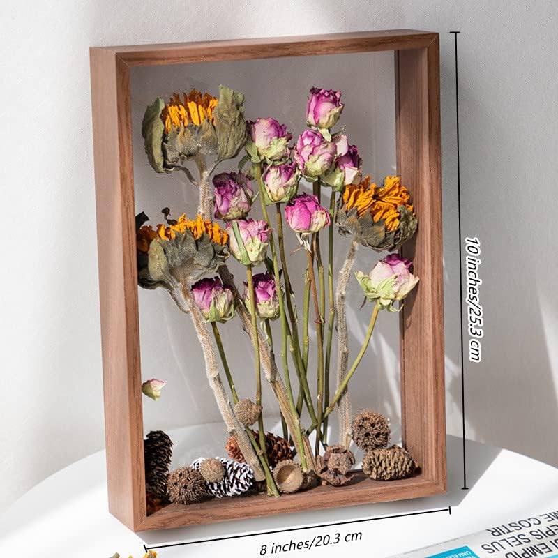 JOSON Bilderrahmen aus Holz, getrocknete Blumen, dekorativ, schwimmend, braun, 20,3 x 25,4 cm, Braun