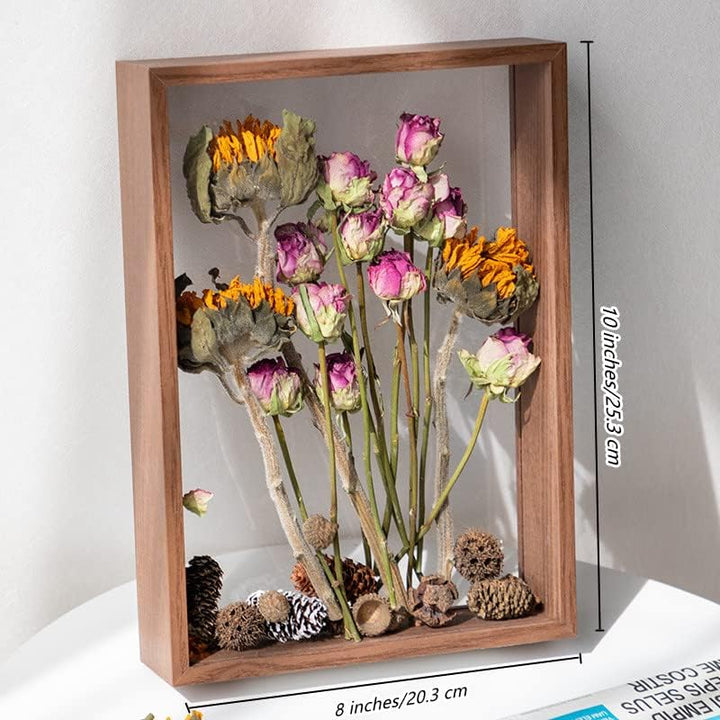JOSON Bilderrahmen aus Holz, getrocknete Blumen, dekorativ, schwimmend, braun, 20,3 x 25,4 cm, Braun