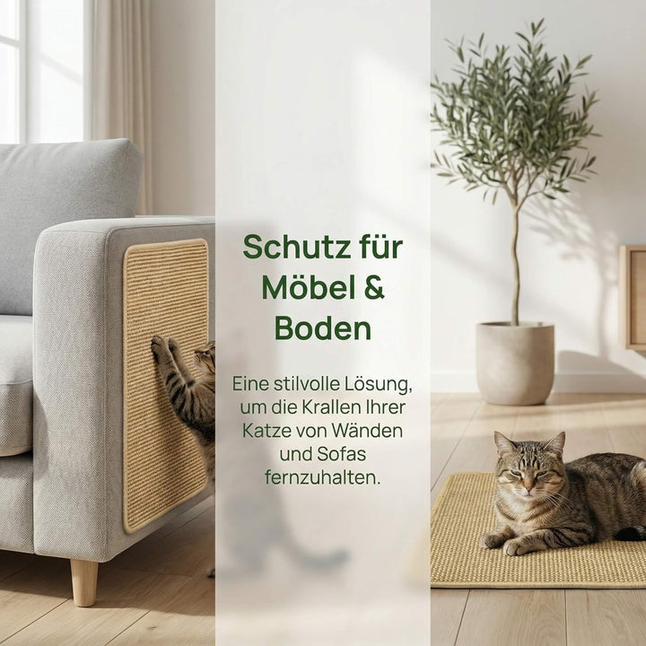 Premium Sisal Kratzmatte selbstklebend - Verbessertes Kratzbrett für Wand & Sofa, strapazierfähiger