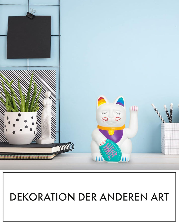 ANGRY CAT Regenbogen Winkekatze - Bunte Lucky Cat in Regenbogen Farben - süsse WinkKatze - Katze mit