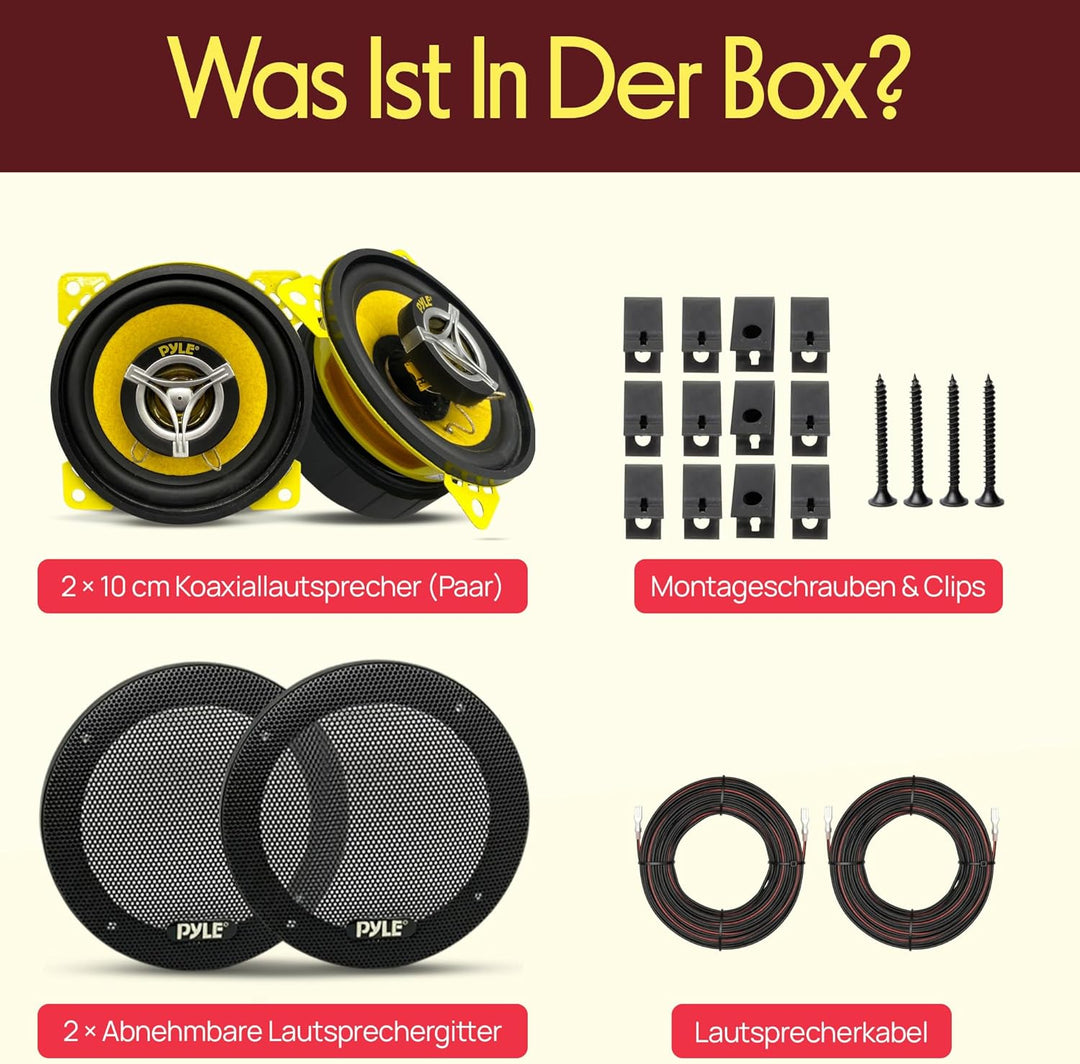Pyle HiFi Lautsprecher Auto – Car HiFi Speakers – 2 Wege Lautsprecher Auto Boxen Set mit 120 Watt, 8