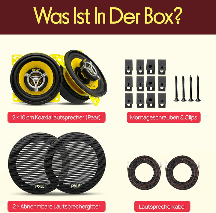Pyle HiFi Lautsprecher Auto – Car HiFi Speakers – 2 Wege Lautsprecher Auto Boxen Set mit 120 Watt, 8
