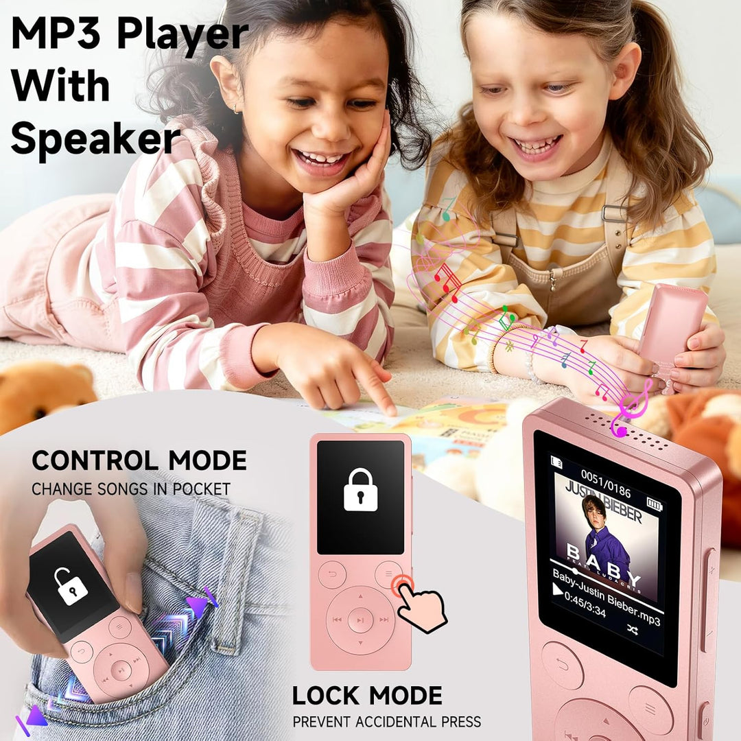 64GB MP3 Player Bluetooth 5.3 &amp; Lautsprecher – Upgrade mit physischen Tasten (Zurück, Menü, Lautstär