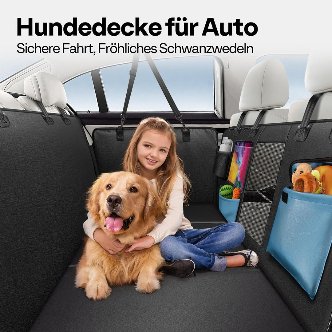 Hundedecke für Auto Rückbank Hundesitzbezug mit Harter Unterseite inkl. Seitenschutz und Sichtfenste