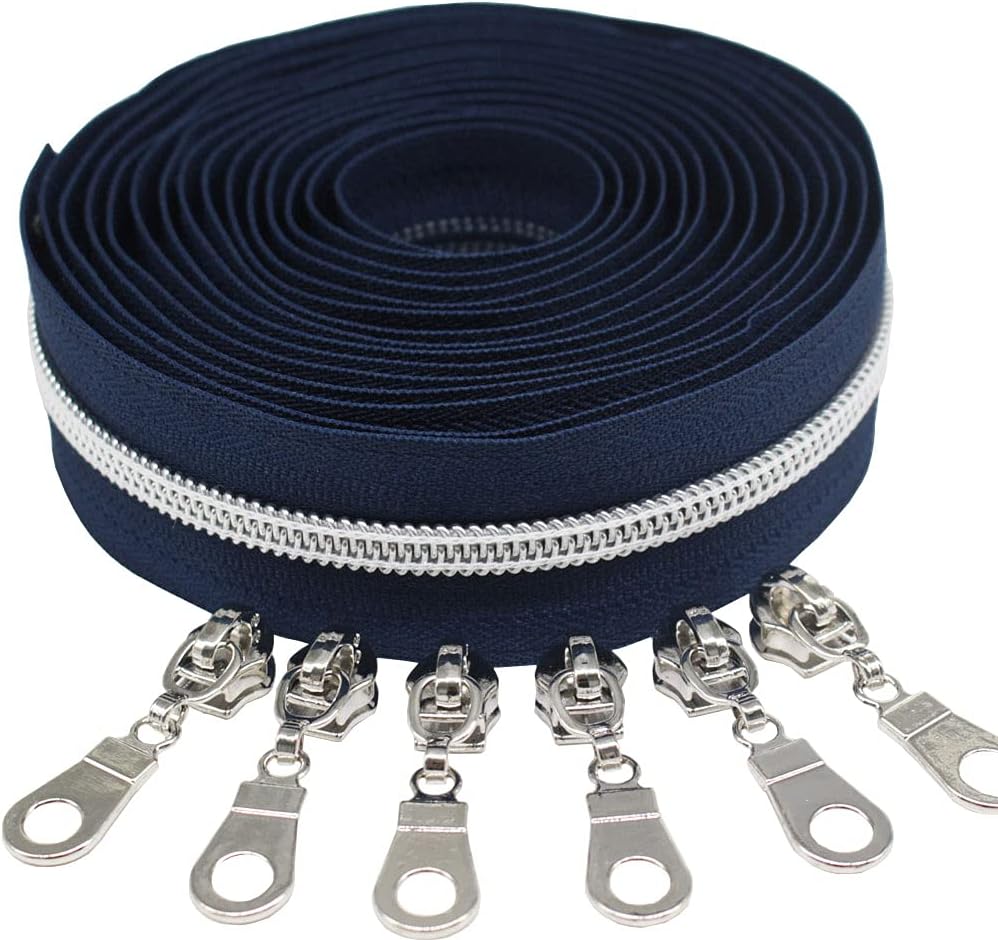9 m silberfarben endlos Reissverschluss Meterware Reissverschluss Nylon 6mm-Spirale + 25 Nonlock-Zip