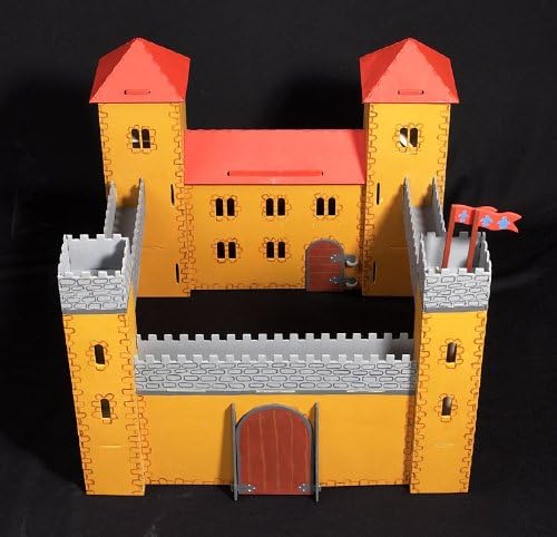 Pebaro 887 Holzbausatz Ritterburg, 3D Puzzle, grosser Modellbausatz, Basteln mit Holz, Bstelset, Hol