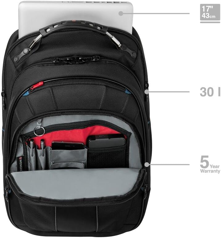 WENGER Carbon Laptop-Rucksack, Notebook bis 17 Zoll, 30 l, Damen Herren, Business Uni Schule Reisen,