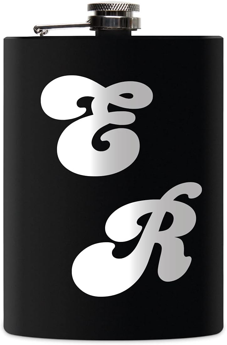 Edelstahl Flachmann 237 ml schwarz matt lackert inkl. individuelle Gravur in Silber von Paule Black