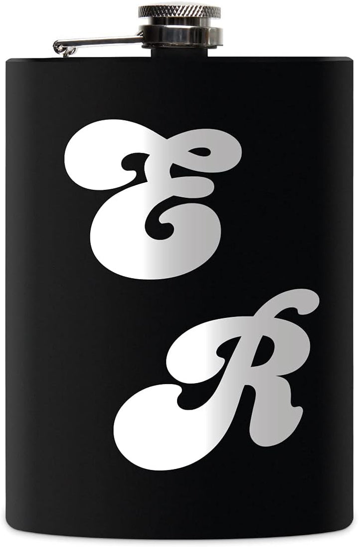 Edelstahl Flachmann 237 ml schwarz matt lackert inkl. individuelle Gravur in Silber von Paule Black