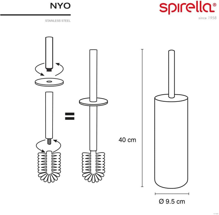 Spirella WC Bürste Klobürste Toilettenbürste hochwertig „NYO“ mit hygienischem Behälter Edelstahl Si
