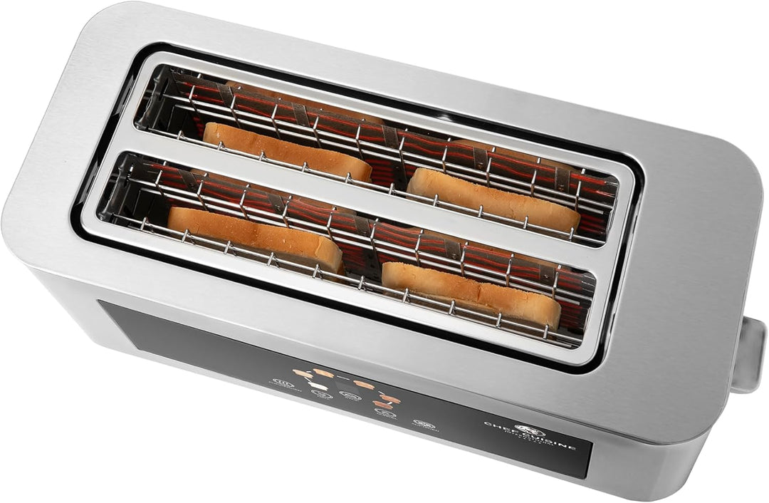 CHEF CUISINE Infrarot-Langschlitz-Toaster 1400W, Edelstahl, 6 Bräunungsstufen, Touchdisplay & LED-An