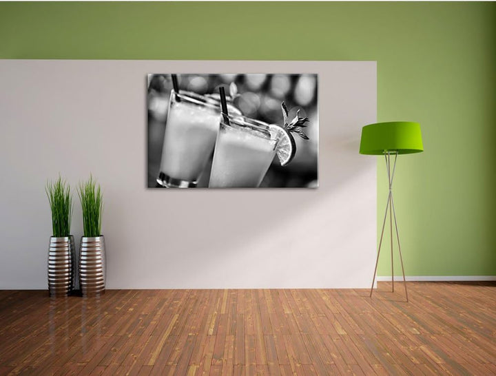 Pixxprint frischer Sommercocktail / 100x70cm Leinwandbild bespannt auf Holzrahmen/Wandbild Kunstdruc